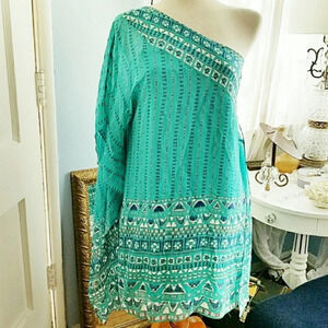 BCBG MaxAzria • One Shoulder Green Dress • Size Small